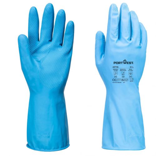 AP76BLUL Portwest FD Chemical B Latex könnyű kesztyű (12 pár)