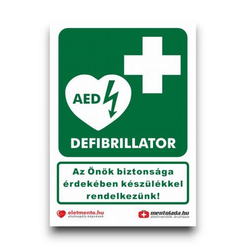 Defibrillátor jel "BIZTONSÁG" - letölthető, nyomtatható, A4 - ingyenes